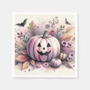 Fall Halloween pumpkins watercolor painting Napkin