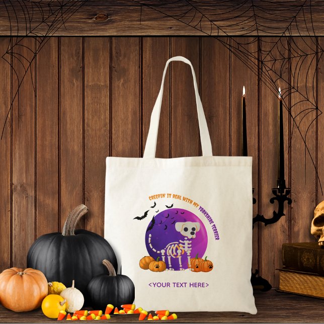 Fall Halloween Spooky Trick or Treat Tote Bag (Trick or Treat OR show up to the Halloween party in style. Represent your favorite dog breed!!)