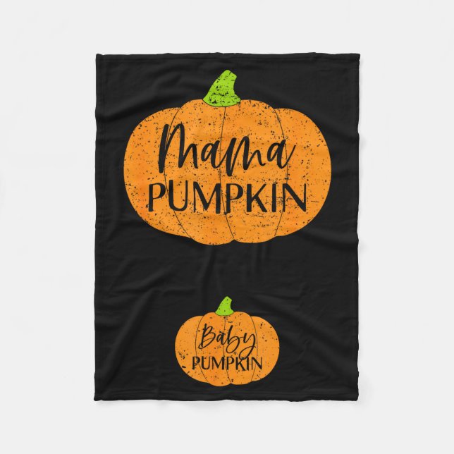 Fall Halloween Thanksgiving Mama And Baby Pumpkin  Fleece Blanket (Front)