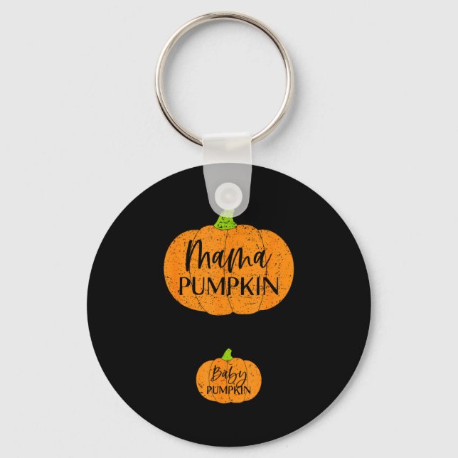 Fall Halloween Thanksgiving Mama And Baby Pumpkin  Key Ring (Front)