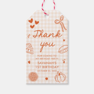 Fall Hand Drawn A Little Cutie Pie 1st Birthday Gift Tags