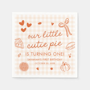 Fall Hand Drawn A Little Cutie Pie 1st Birthday Napkin