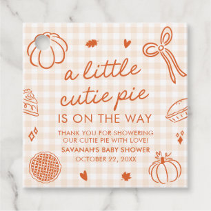 Fall Hand Drawn A Little Cutie Pie Baby Shower Favour Tags
