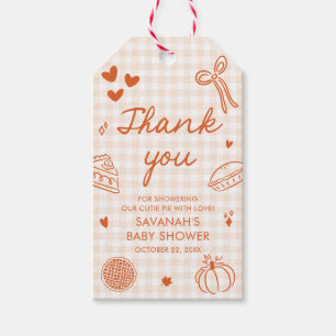 Fall Hand Drawn A Little Cutie Pie Baby Shower Gift Tags