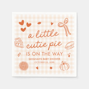 Fall Hand Drawn A Little Cutie Pie Baby Shower Napkin