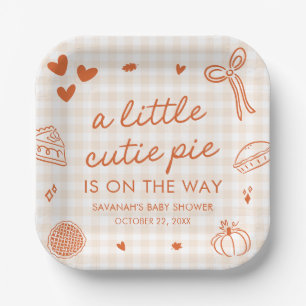 Fall Hand Drawn A Little Cutie Pie Baby Shower Paper Plate