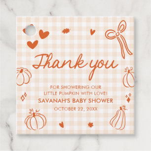Fall Hand Drawn A Little Pumpkin Baby Shower Favour Tags