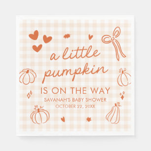 Fall Hand Drawn A Little Pumpkin Baby Shower Napkin