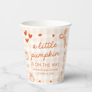 Fall Hand Drawn A Little Pumpkin Baby Shower Paper Cups