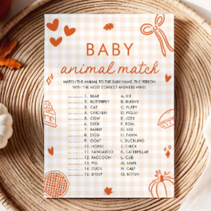 Fall Hand Drawn Baby Animal Match Baby Shower Game Invitation