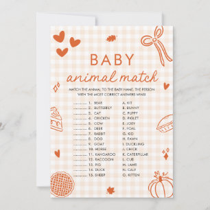 Fall Hand Drawn Baby Animal Match Baby Shower Game Invitation