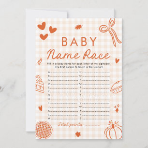 Fall Hand Drawn Baby Name Race Baby Shower Game Invitation