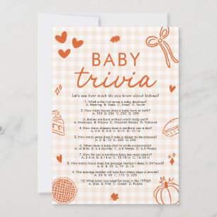 Fall Hand Drawn Baby Shower Baby Trivia Game Invitation