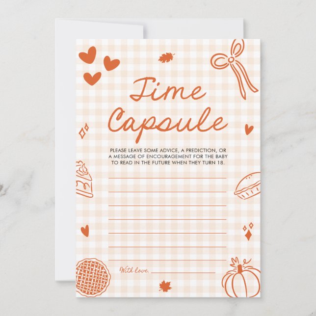 Fall Hand Drawn Baby Shower Time Capsule Game Invitation (Front)