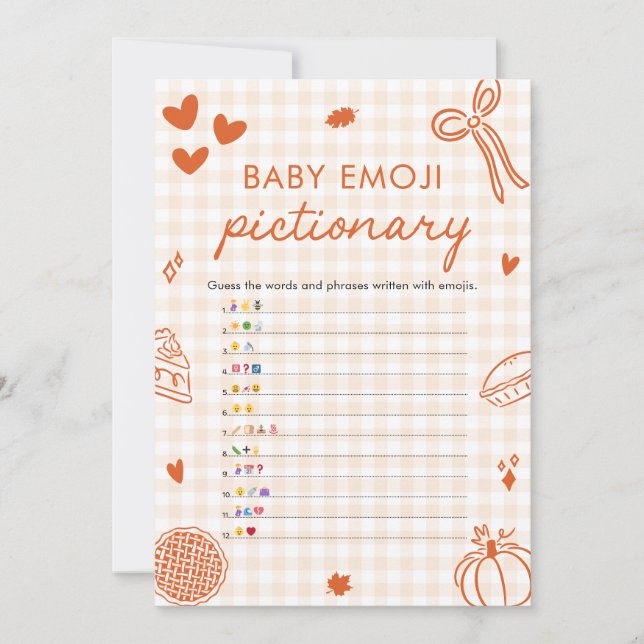 Fall Hand Drawn Italian Baby Emoji Pictionary Game Invitation (Front)