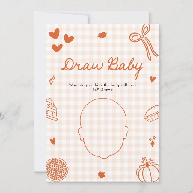 Fall Hand Drawn Italian Baby Shower Draw Baby Game Invitation (Front)