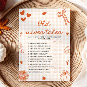 Fall Hand Drawn Old Wives Tales Baby Shower Game Invitation