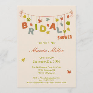 Fall Hanging Leaves Bridal Shower Invitation