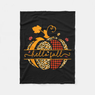 Fall Happy Fall Y'all Autumn Pumpkin Leopard Women Fleece Blanket