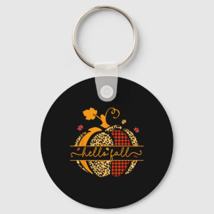 Fall Happy Fall Y'all Autumn Pumpkin Leopard Women Key Ring
