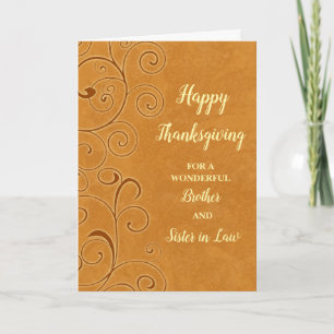 Fall Happy Thanksgiving Brother Sister in Law Holiday Card