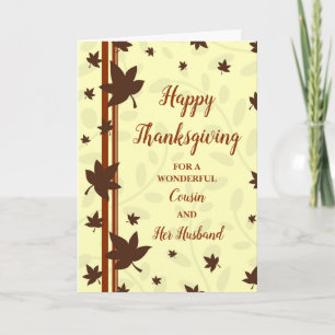 Fall Happy Thanksgiving Cousin and Her Husband Holiday Card