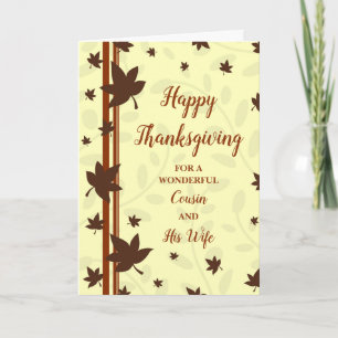 Fall Happy Thanksgiving Cousin and his Wife Holiday Card