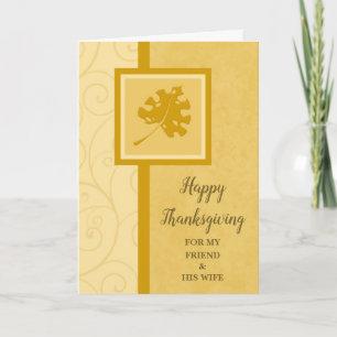 Fall Happy Thanksgiving Friend and His Wife Holiday Card