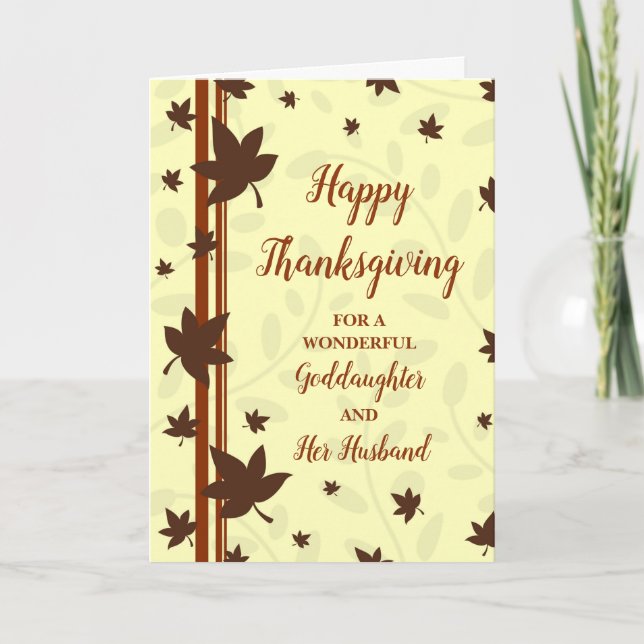 Fall Happy Thanksgiving Goddaughter & Her Husband Holiday Card (Front)