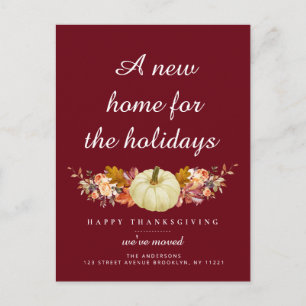 fall happy thanksgiving moving announcement postcard