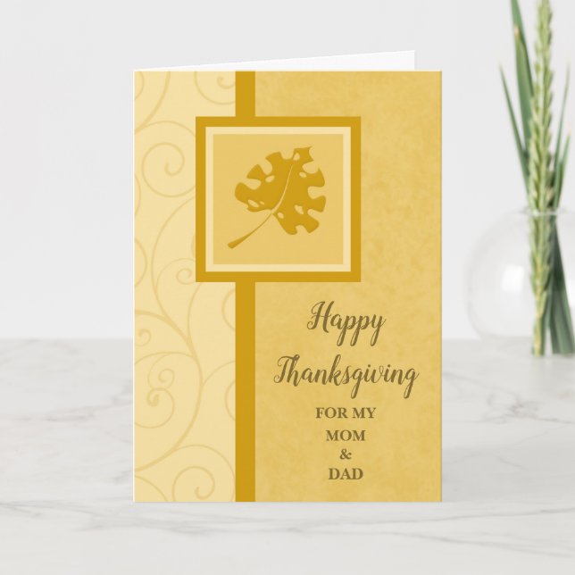 Fall Happy Thanksgiving Mum and Dad Holiday Card (Front)