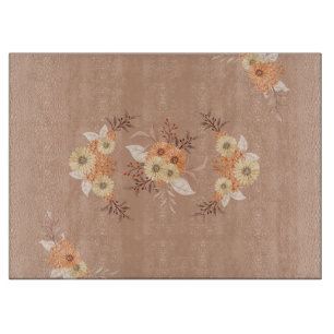 Fall Harmony – Earthy Floral Design Cutting Board