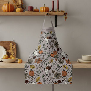Fall Harvest and Horns Thanksgiving Taupe Apron