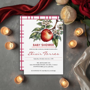 Fall Harvest Apple Branch Floral Baby Shower  Invitation