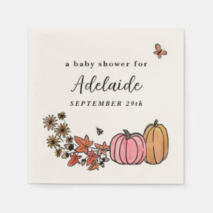 Fall Harvest Autumn Baby Girl Shower Napkin