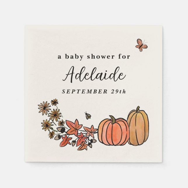 Fall Harvest Autumn Gender Neutral Baby Shower Napkin (Front)