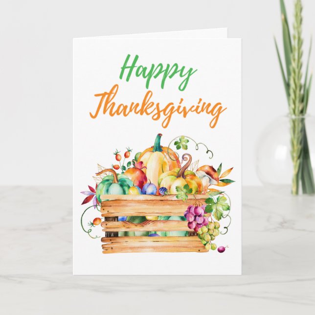 Fall Harvest Basket Thanksgiving Greeting Card (Front)