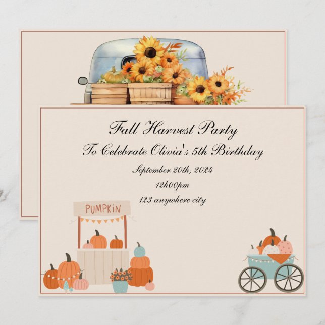 fall harvest birthday invitation (Front/Back)