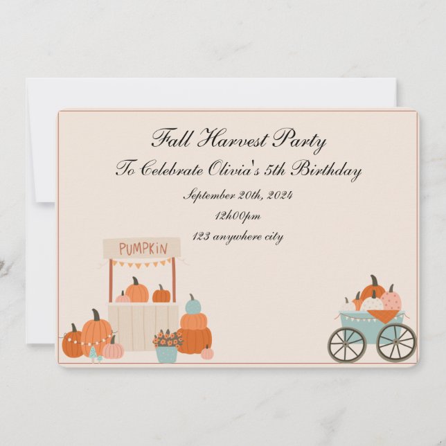 fall harvest birthday invitation (Front)