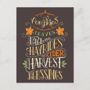 Fall & Harvest Blessings Postcard
