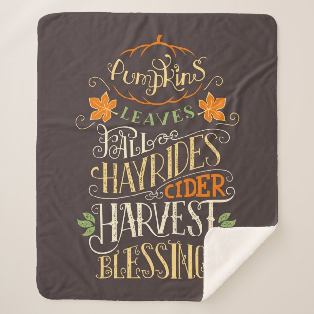 Fall & Harvest Blessings Sherpa Blanket (Front)