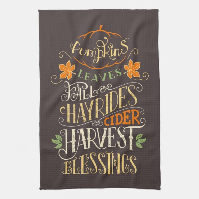 Fall & Harvest Blessings Tea Towel (Vertical)