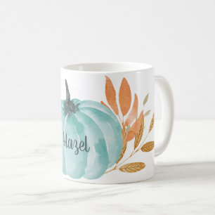 Fall Harvest Botanical Pumpkin Custom Name Coffee Mug