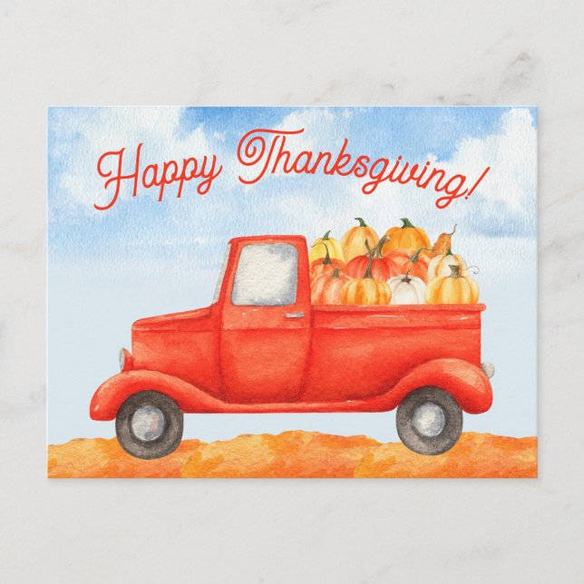 Fall Harvest Business Truck Happy Thanksgiving Postcard (Front)