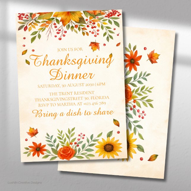 Fall Harvest Celebration Thanksgiving Dinner Invitation (Creator Uploaded)