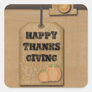 fall harvest country pumpkin thanksgiving square sticker