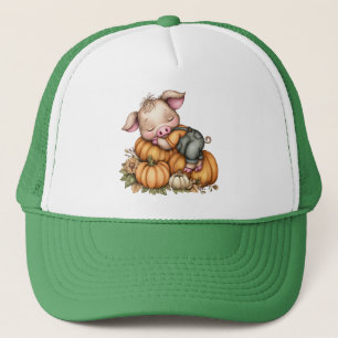 Fall Harvest Cute Baby Pig Trucker Hat