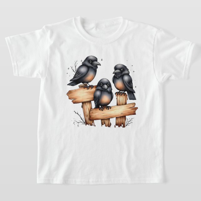 Fall Harvest Cute Crows T-Shirt (Laydown)