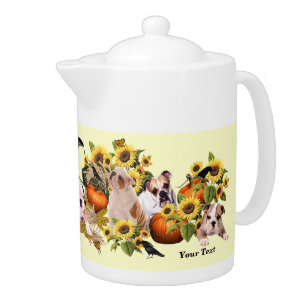 Fall Harvest Design Porcelain 44 Ounce Teapot