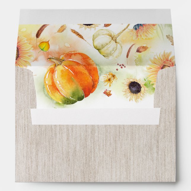 Fall Harvest Envelopes - Pumpkins Sunflowers Wheat (Back (Bottom))